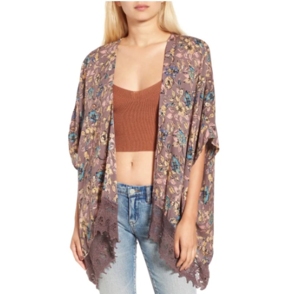 🌿Angie Floral Print Lace Kimono [L]🌿